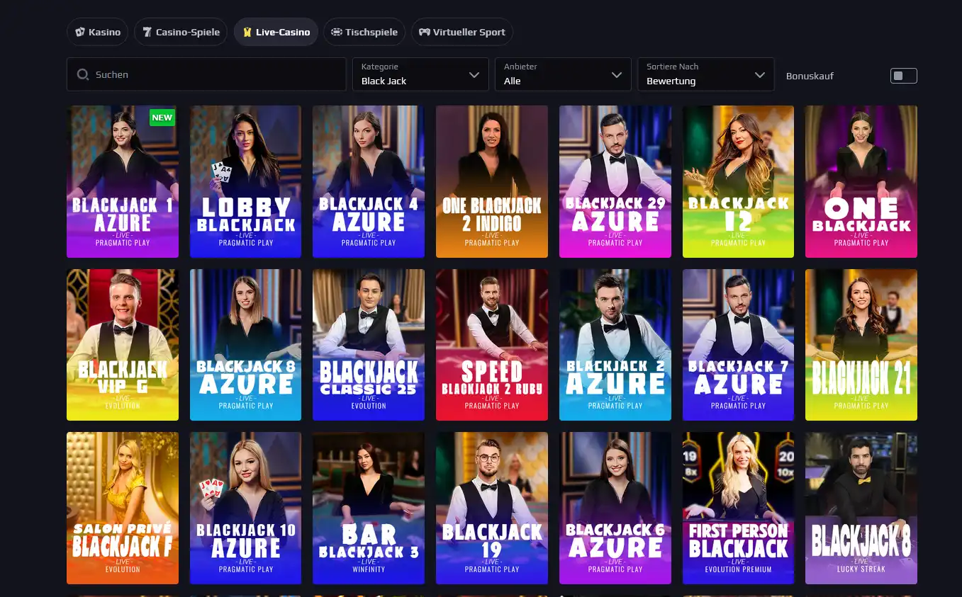 Heats Casino Live-Blackjack – Infinite Blackjack und High-Roller-Tische von Evolution Gaming